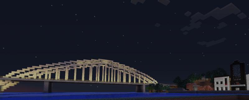 Brug in nacht.